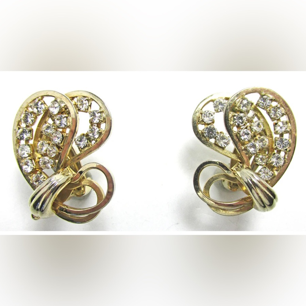 Unique 1970s Vintage Contemporary Style Rhinestone Earrings